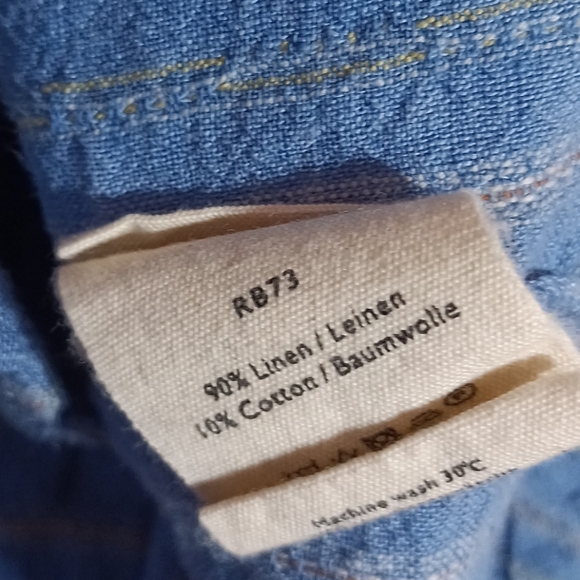 Poetry Women’s Linen Cotton Button Shirt Blouse Striped Blue Plus Size 18 - Picture 5 of 7